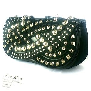 Black Leather, Suede & Studs! Hot Zara Clutch! 🔥