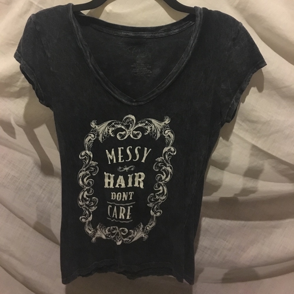 Messy Hair Don't Care V-neck top