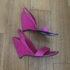 PRADA SUEDE WEDGE SANDALS