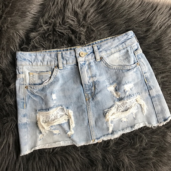 Bershka Dresses & Skirts - CLEARANCE 🎉Bershka Denim Lace Mini Skirt
