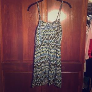 Cute Summer Dress Zig-Zag Blue Green Size Med