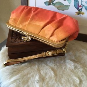 Coach Ombré Kisslock Frame Clutch w/Python Piping