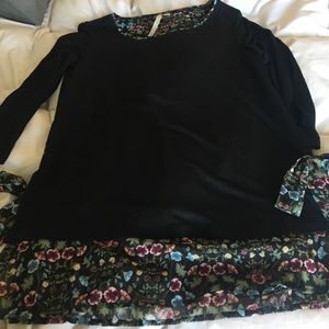 Lauren Conrad black and Floral blouse