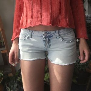 Acid wash short shorts