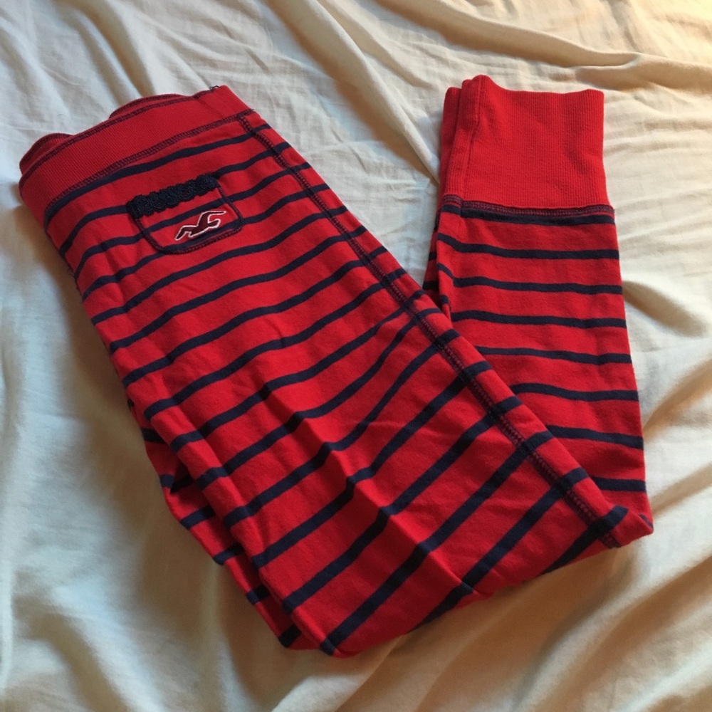 Hollister striped pajama pants with lace