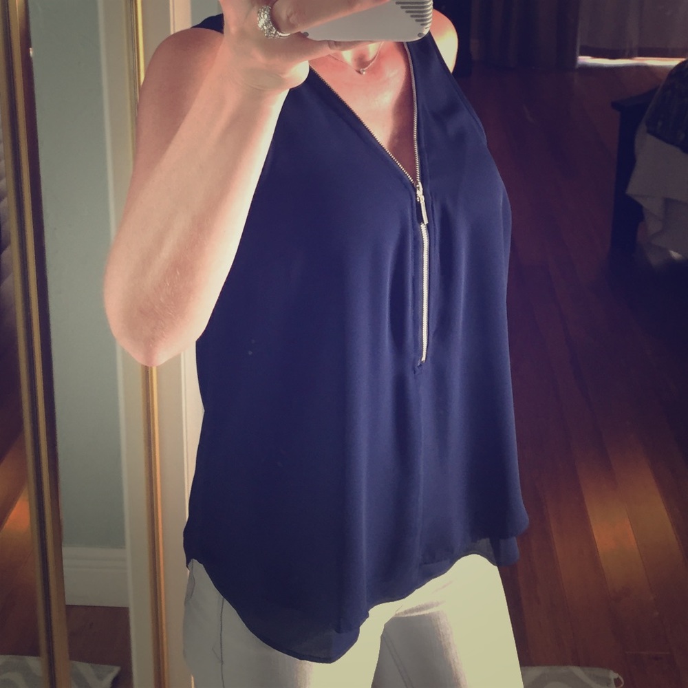 Navy Sleeveless Blouse