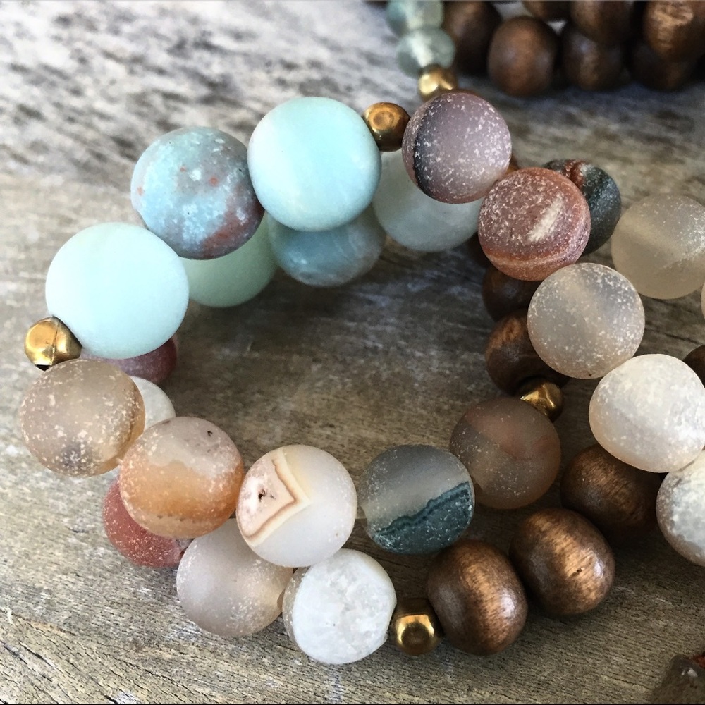 Beaded necklace, lululemon style yoga necklace