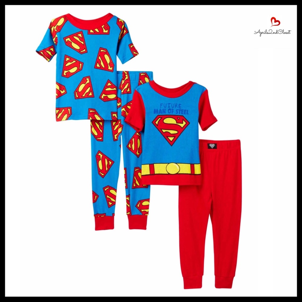 2 PAIRS SUPERMAN SUPER HERO PAJAMAS PJS - Picture 5 of 8