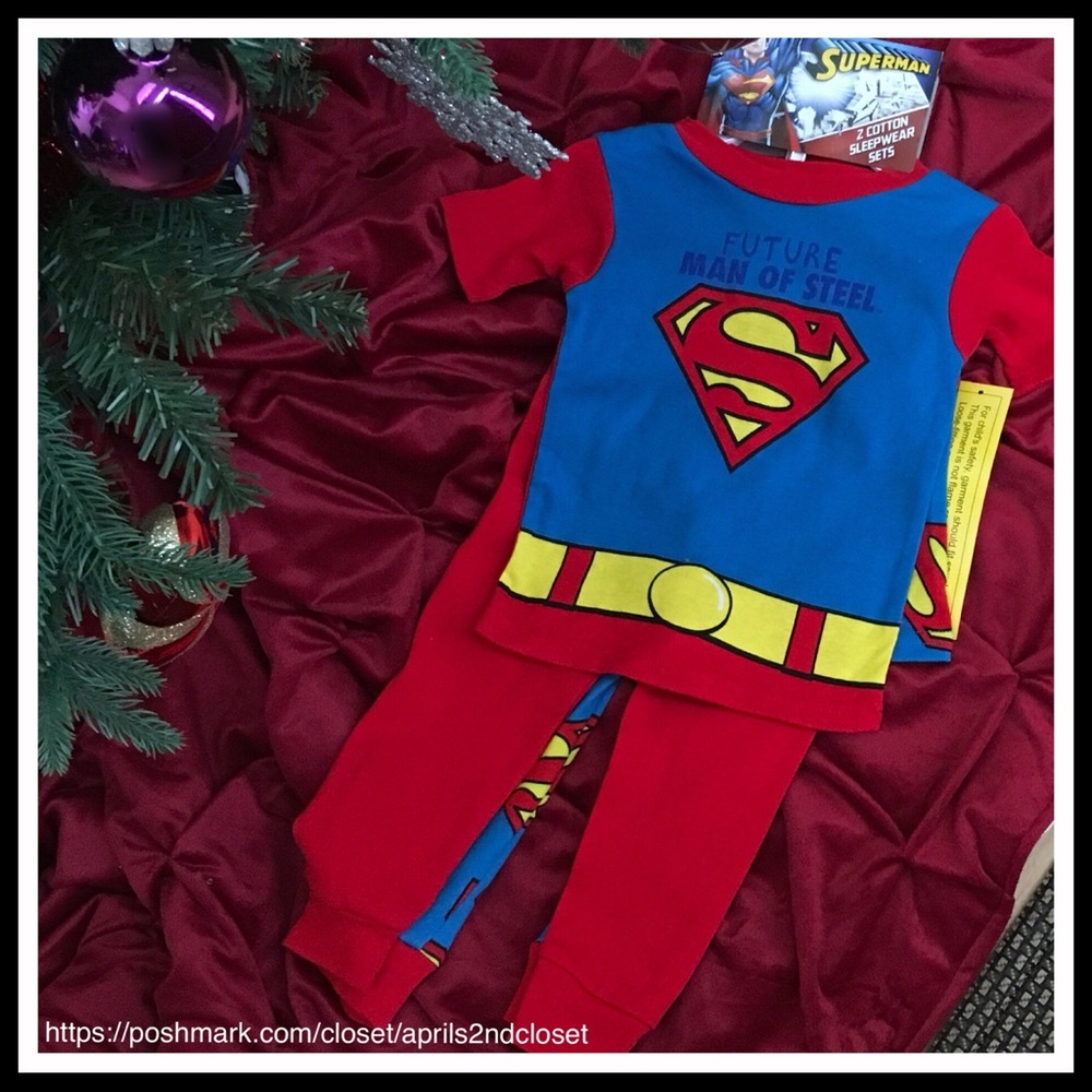 2 PAIRS SUPERMAN SUPER HERO PAJAMAS PJS - Picture 6 of 8