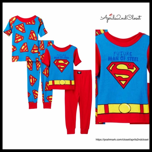 2 PAIRS SUPERMAN SUPER HERO PAJAMAS PJS - Picture 7 of 8