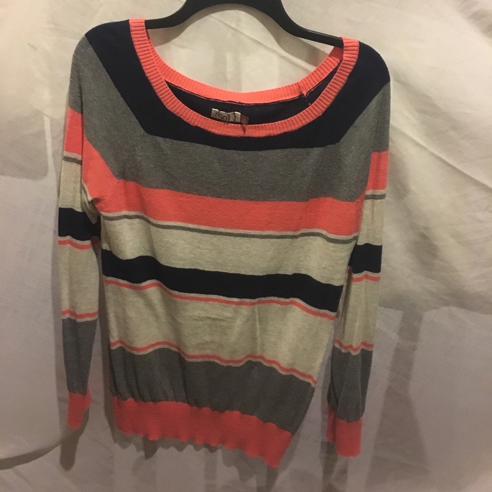 Striped loose lightweight scoop-neck sweater