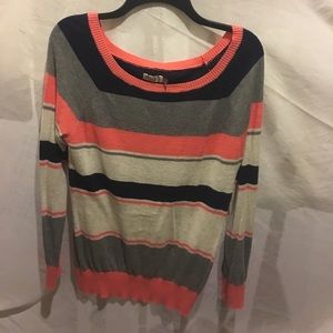 Striped loose lightweight scoop-neck sweater