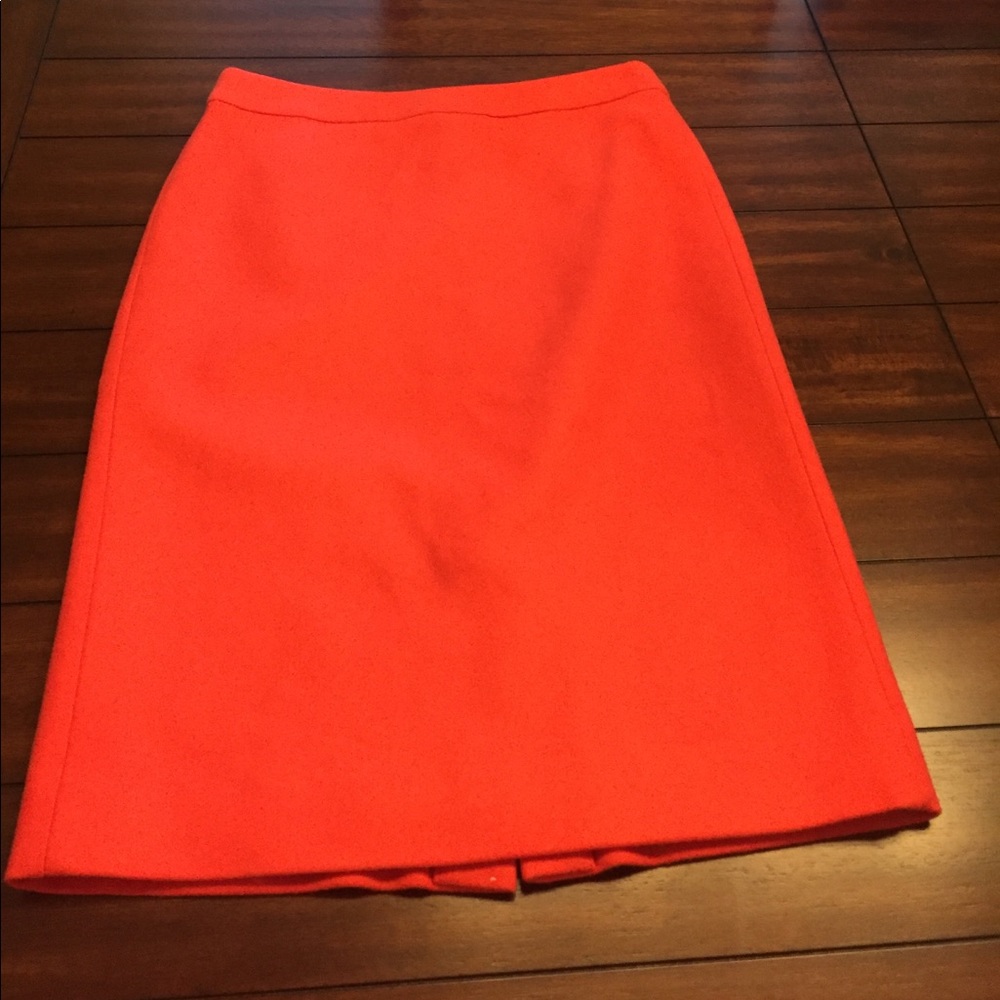 J Crew Coral Wool Pencil Skirt