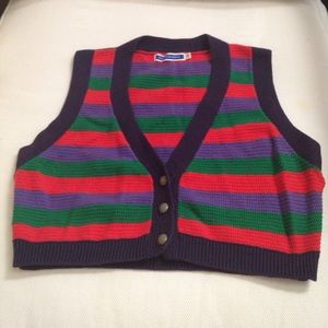 Striped Eley Kishimoto cropped cardigan vest