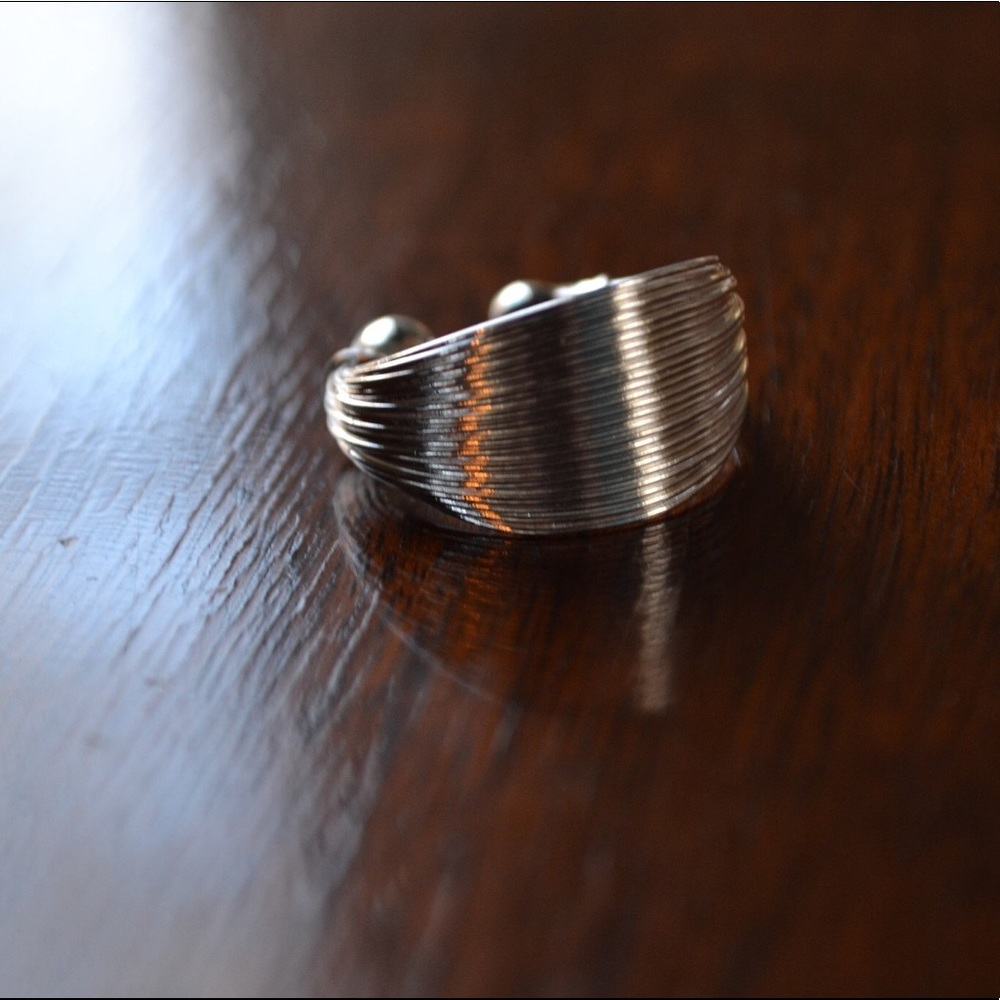 Resizable Sterling Silver Stacked Bands Ring - Picture 2 of 4