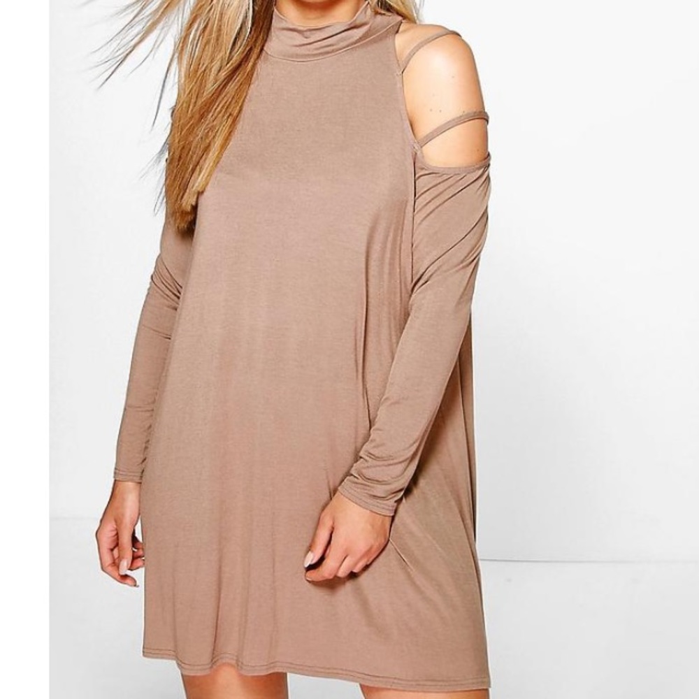 Boohoo Cut-out Shoulder Swing Dress