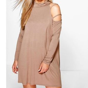 Boohoo Cut-out Shoulder Swing Dress