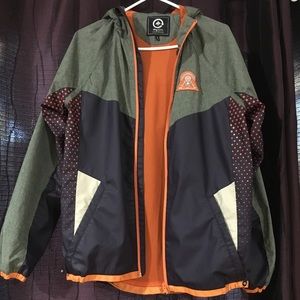 LRG men's green/purple windbreaker.