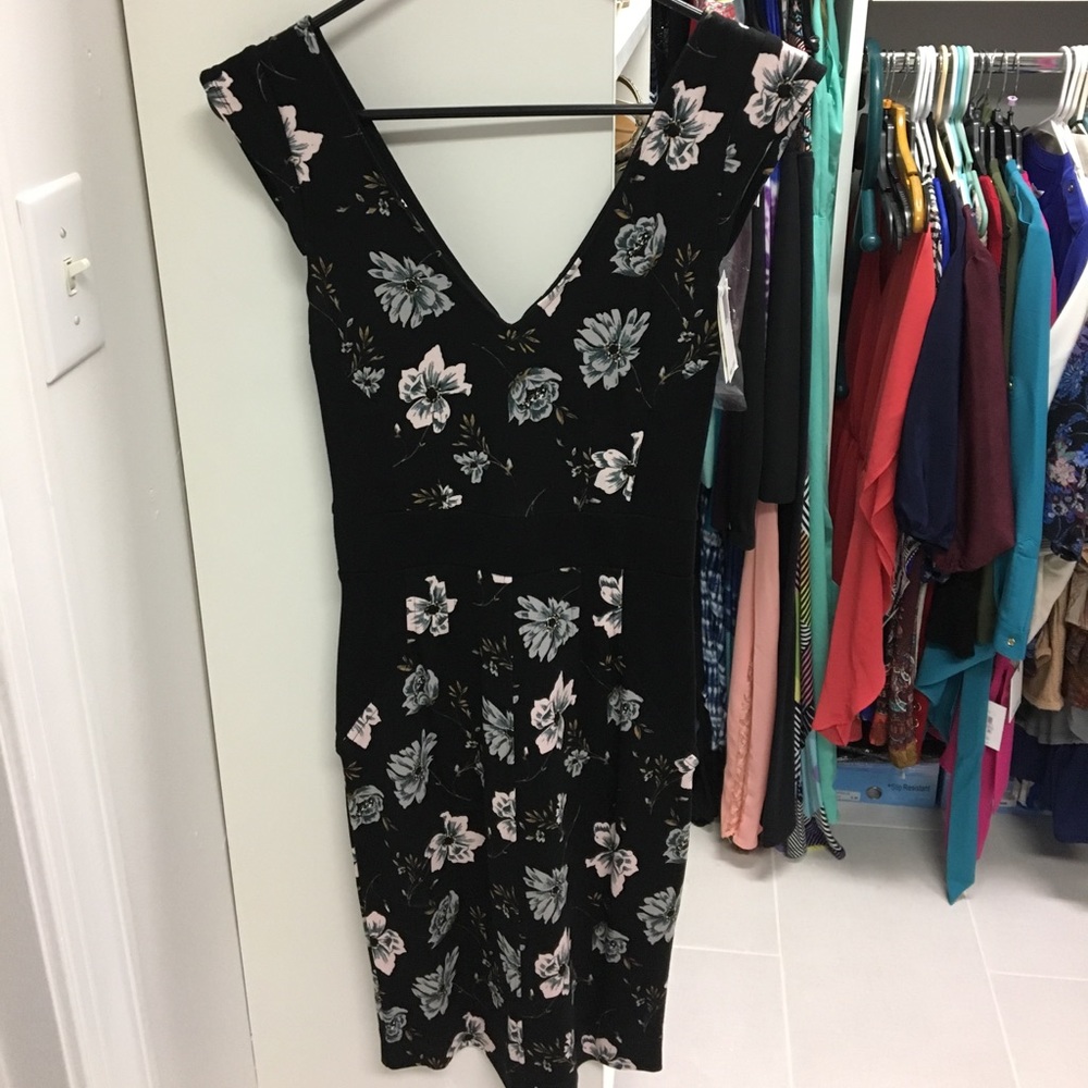 French connection black floral dress