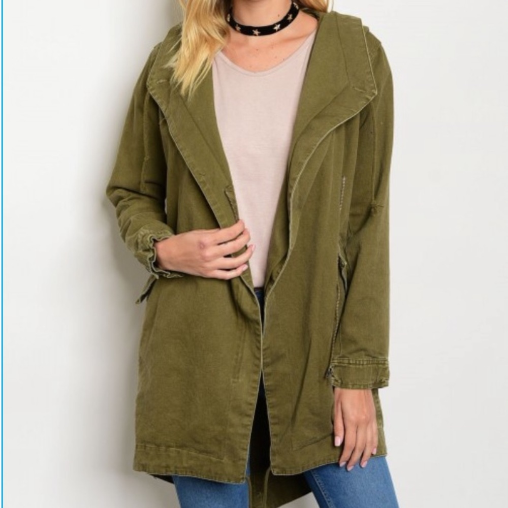 Army green utility jacket