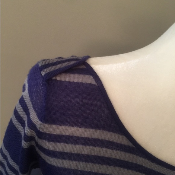Thin blue and grey/white stripe sweater shirt. - Picture 2 of 6