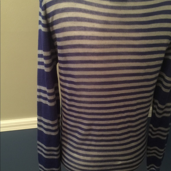 Thin blue and grey/white stripe sweater shirt. - Picture 4 of 6