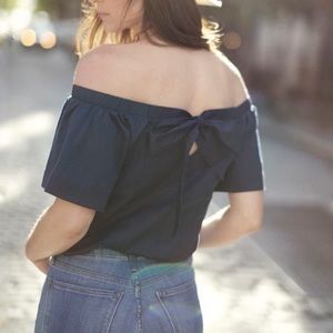 NWT Banana Republic Navy Blue Off-Shoulder Top