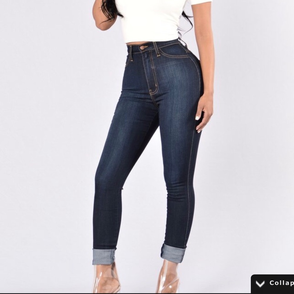 Fashion nova high waist dark blue jeans