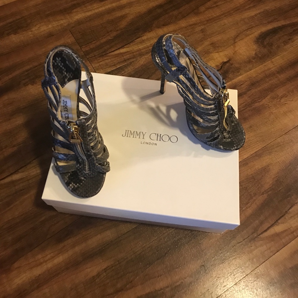 Jimmy Choo Snakeskin Glenys Sandal - Picture 2 of 8