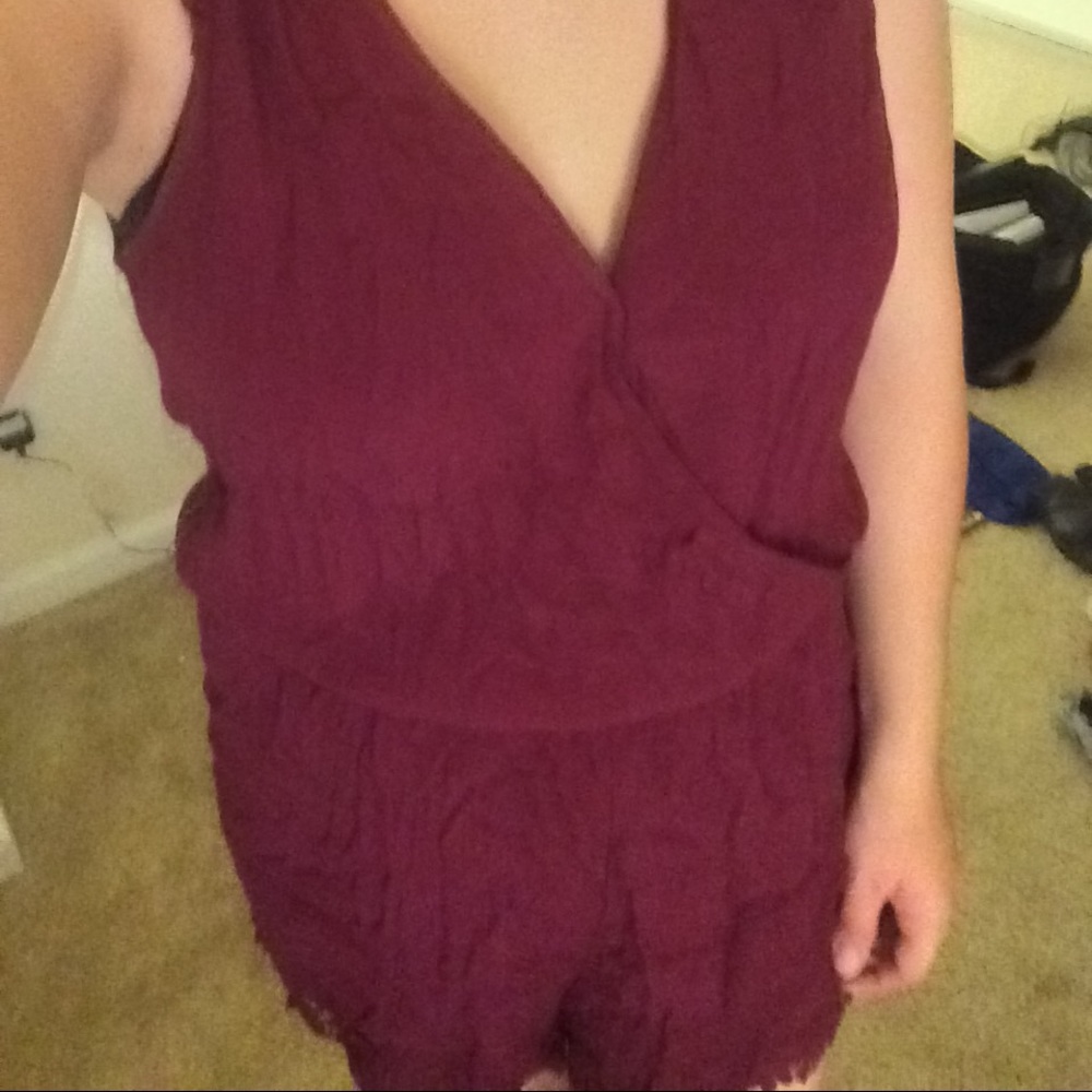 Maroon Forever 21 Romper w/ Lace Detail