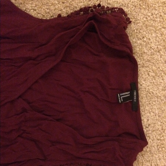 Maroon Forever 21 Romper w/ Lace Detail - Picture 3 of 8