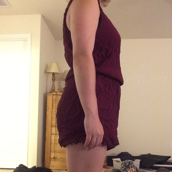Maroon Forever 21 Romper w/ Lace Detail - Picture 6 of 8