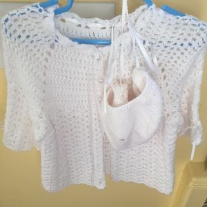 Handmade crochet baby sweater and hat