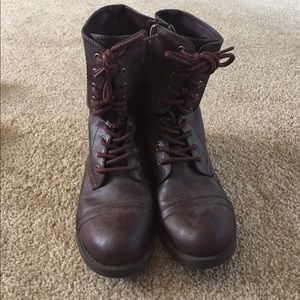 Wine Colored Combat Boots
