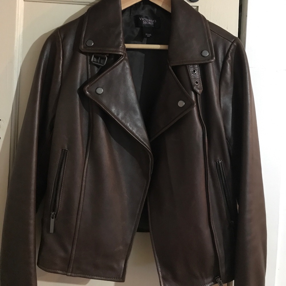 Super Soft brown leather biker jacket
