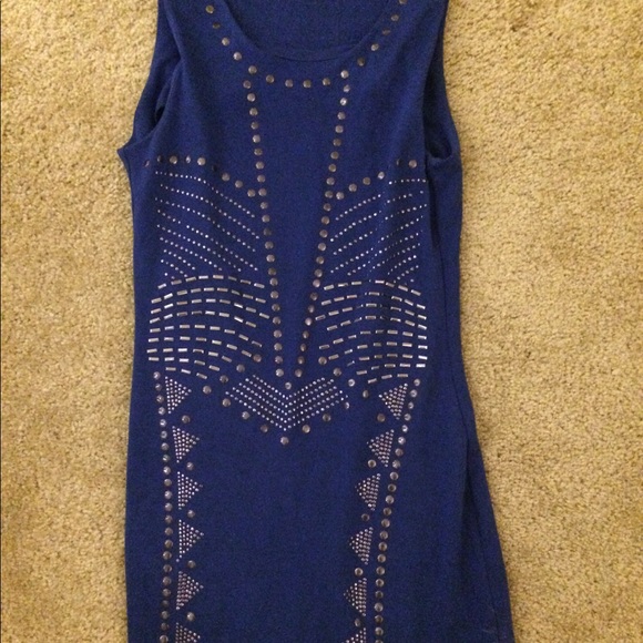 Royal Blue Minidress w/ Studs - Picture 2 of 6