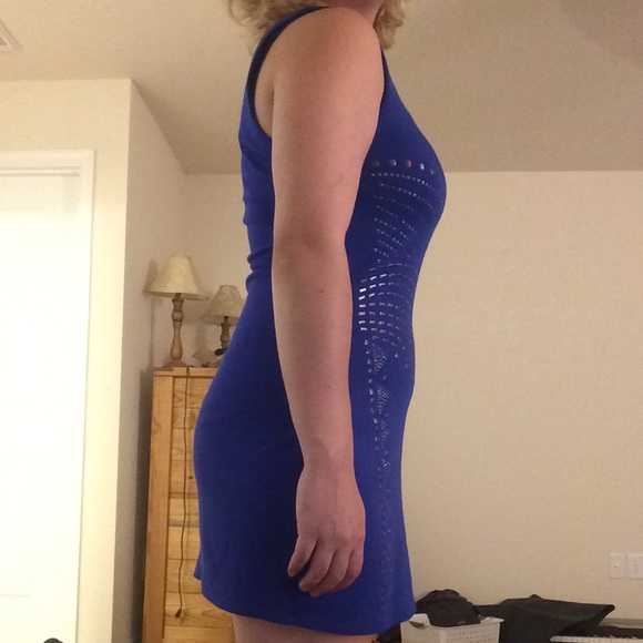 Royal Blue Minidress w/ Studs - Picture 5 of 6