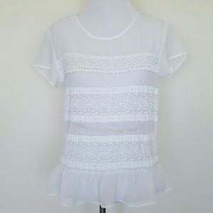 Disney D Signed Lace Front Sheer Top Juniors XL