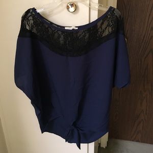 Navy lace off the shoulder top