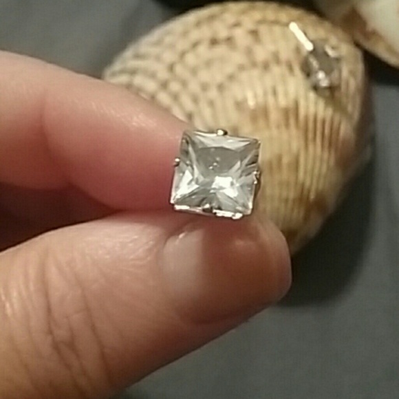 Sterling Silver Clear Earrings - Picture 2 of 2