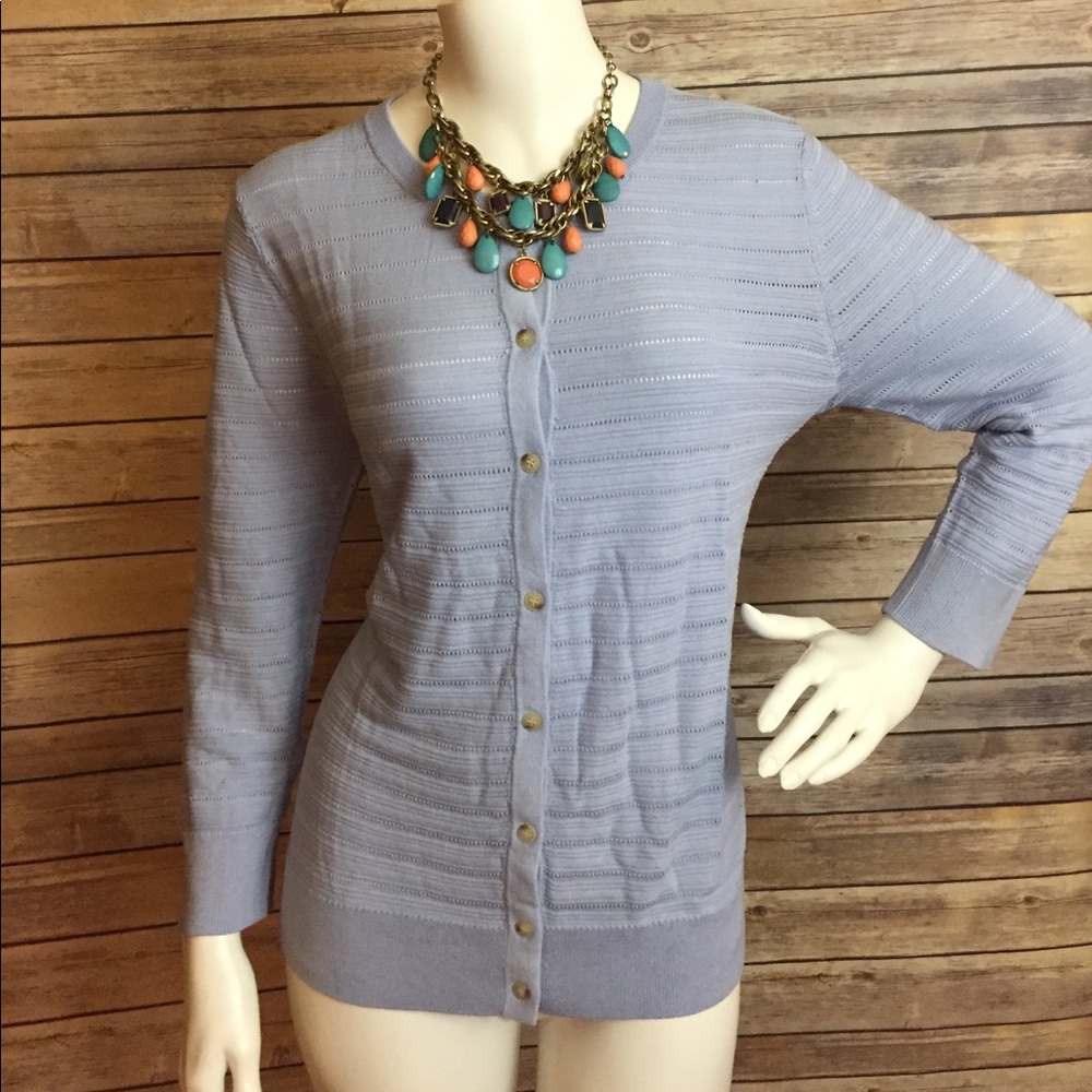 Ann Taylor 3/4 Sleeve Pointelle Sweater