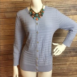 Ann Taylor 3/4 Sleeve Pointelle Sweater