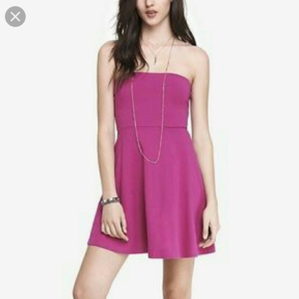 Express Hot Pink Strapless Skater Dress sz:XS