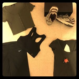 🚴🏽‍♀️Forever21 crop #NikeShorts #Olive tops!