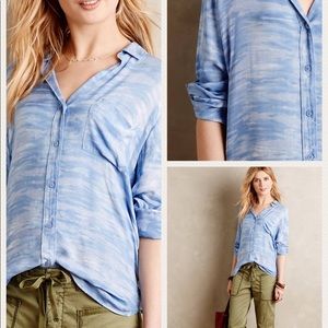 Cloth & Stone Anthropologie Sky Blue Blouse L