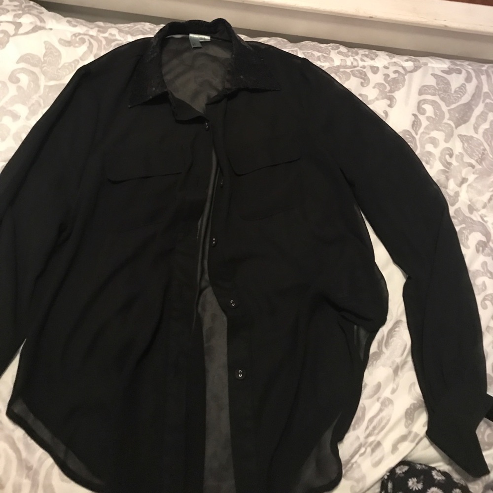Black Sheer Button Down - image 1