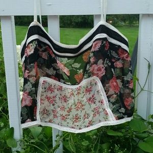 Free people sheer rose crop tank open back