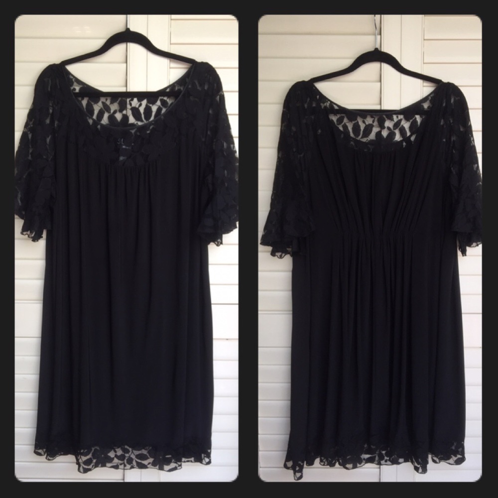 SL Fashions Woman Black Lace Trim Swing Dress 20