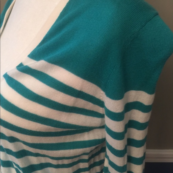 Turquoise and white stripe cardigan - Picture 2 of 5