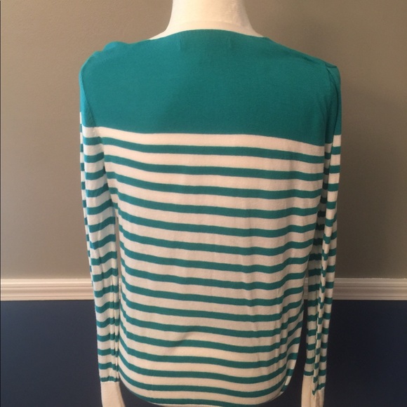 Turquoise and white stripe cardigan - Picture 3 of 5